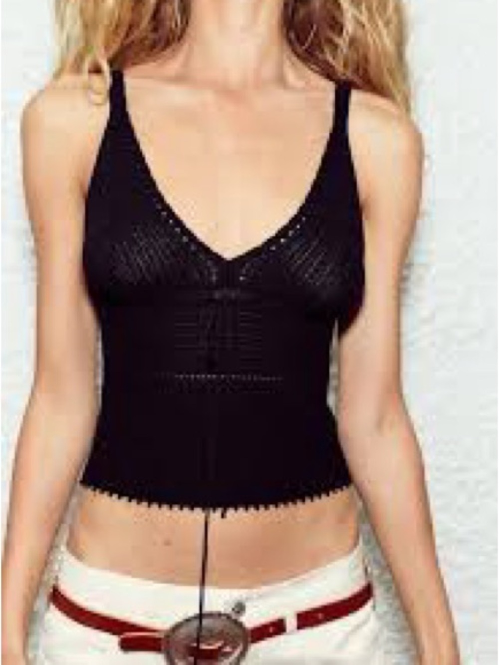 Zara Black Crochet V-Neck Camisole